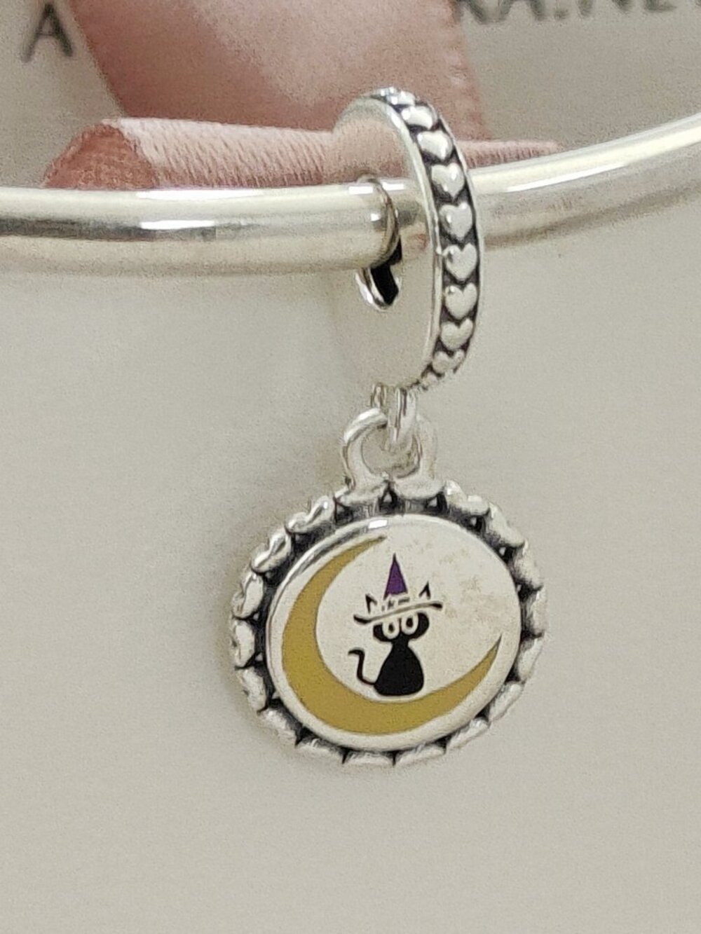 Pandora Black Cat on the Moon Exclusive Dangle Charm with box